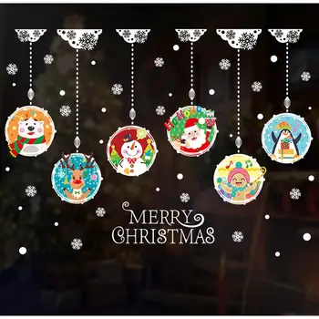 PATIMATE Xmas Vindue Klistermærke Glædelig Jul Vedhæng Natal godt nytår 2021 Xmas Gaver Noel 2020 Jul DecorFor Hjem Noel