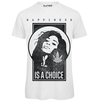 T-Shirt Divertente Uomo Maglietta Con Stampa Ironica Lykke Er Et Valg Tuned O-Hals Hipster T-Shirts Print