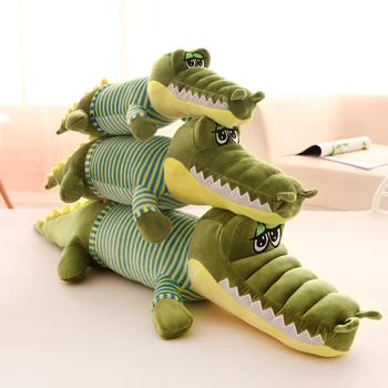 Candice guo plys legetøj udstoppet dukke tegnefilm dyr stribe T-shirt krokodille sove pude fødselsdagsgave julegave 1pc