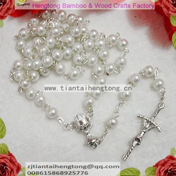 Gratis forsendelse 5pc/pakning 6mm glas Efterligning pearl perle rosario,pearl rosenkrans N1326 med Kalken center særtilbud