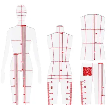 Tøj Design Puds Stil Oprindelige Mannequin Manuskript Tegning Skabelon Plast Lineal Sæt
