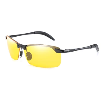 Night Vision Polariserede Solbriller Mænd Dag Og Nat Vision, Anti-blænding Kørsel Beskyttelsesbriller UV400 Metal Stel Gul linse solbriller