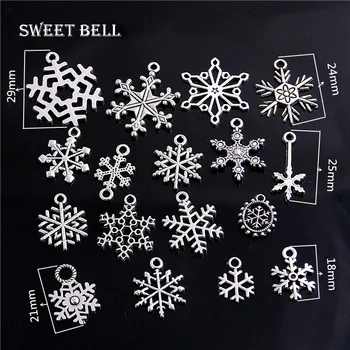 SØDE KLOKKE 100pcs Vintage Blandet Jul Snowflake Charms til Smykker at Gøre DIY Klassiske Snefnug Gave Vedhæng, Charms D6206