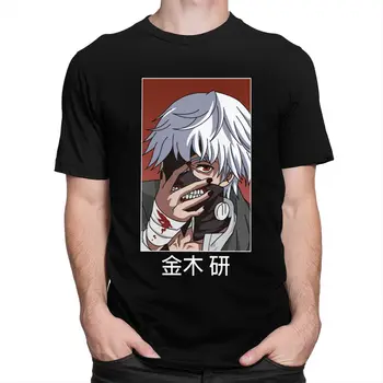 Tokyo Ghoul Ken Kaneki T-Shirt til Mænd Forud-krympet Bomuld Grafisk T-shirt med O-hals, Korte Ærmer Japansk Anime, Manga Tee Tøj