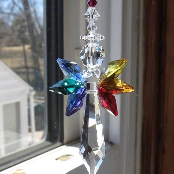 Rainbow Angel Crystal Suncatcher Farverige Vedhæng Hængende Dekoration til Bilen Hjem I88