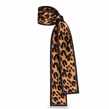 Super Lange 120*8cm Leopard Tynde Smalle Lille Tørklæde af Silke Choker Design Taske Håndtere Hårbånd Bånd Luksus Mærke Foulard Tørklæder