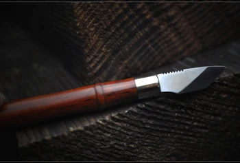 Pulver stål M390 Pen kniv forskærerkniv Hånd vegetabilsk garvet læder værktøj
