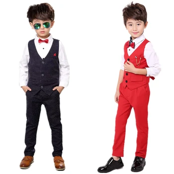 Drenge Formel, der Passer til Bryllupper, Prom Party Tuxedo Kjole børn Luge Sæt Vest Bukser 2stk Kostumer Børn Birthday Suit Sæt