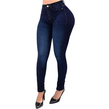 Kvinders Jeans med Stretch Slanke Skinny Jeans med Høj Talje Pocket Denim Bukser, Kvinders Bukser
