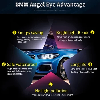 Bil Angel Eye Tåge Lys Xenon Hvide Led-Pære Forlygte Til Bmw E39 X83 X3 X5 E53 E60