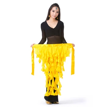 Chiffon Belly Dance Hip Tørklæde 9 Haler Mavedanser Tørklæde Til Kvinder Orientalsk Dans Kostume Tilbehør Mavedanser Bælte