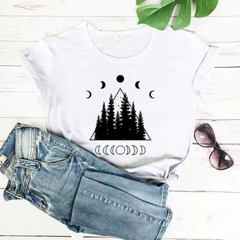 Månens Faser Grafisk Shirt 2020 Nye Ankomst Sommeren Bomuld Sjove T-Shirt til Kvinder Moon Mountain T-Shirts og Månen Shirt