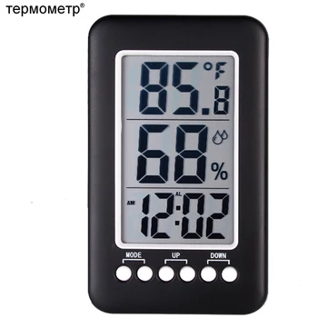 LCD-Digital Vækkeur med Temperatur Termometer Luftfugtighed Hygrometer fugtighedsmåler til børneværelse,Drivhus,Lager osv.