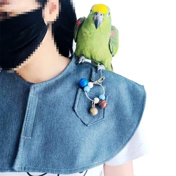 Parrot Anti Ridse Skulder Protector Hænge Fugl Ankelkæde&Legetøj Multi-Funktionelle Pet-Shoulder Pad Ble Sjal til Cockatiels Loveb