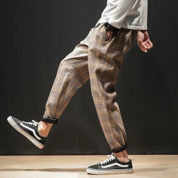 Streetwear Gul Sort Ternet Bukser Mænd Joggere 2020 Mand Casual Lige Harem Bukser Mænd Koreanske Hip Hop Track Pants Plus Størrelse