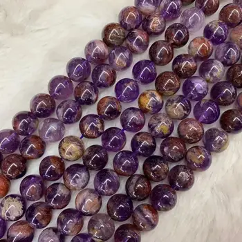 Titanium ametyst / lilla rutilated kvarts sten perler naturlig gemstone perler DIY-løse perler til smykkefremstilling strand 15