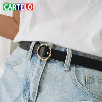 CARTELO Kvinder bælte hot nyeste mode design ring i sølv pin spænde retro enkel punk damer metal bælte til jeans eller kjole