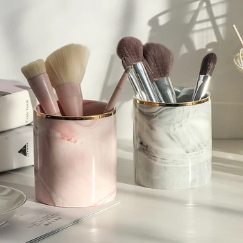 Æterisk Europa Make-Up Pinsel Lagerung Rohr Augenbraue Bleistift Make-Up Organizer Marmor Schmuck Lagerung Box