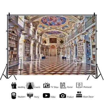 Laeacco Gamle Royal Luksus Dome Bibliotek Bøger Square-Gulvtæppe Interiør Fotografi Baggrund Foto-Kulisse, Photocall Photostuido