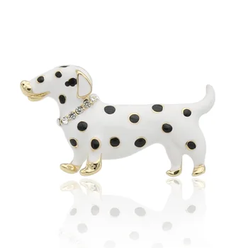 Lucky Zodiac Dyr Berømte Plettet Hund Broche Pin Up For Kvinder Rhinestone Emalje Dyr Brocher Broches Krystal Smykker Pins