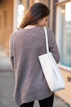 Fitshinling Vinter Trøjer Og Pullovers Strik Solid Basic Bluse Med Lange Ærmer Nye Trække Femme Boho Mode Kvindelige Sweater