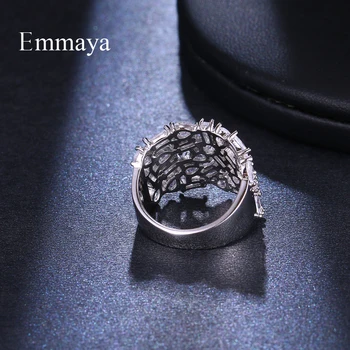 Emmaya AAA Cubic Zircon Geometri Sten Kaos Tilstand forsølvet Moderne Stil Ring For Kvindelige Middag I Skinnende Smykker