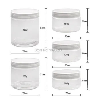 100 G 120 G 150 G 200 G 250 G Plast Pot Klare Rav Plast Jar Tom Kosmetisk Creme Jar Pakning af Container, 25pcs/Masse