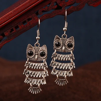 2019 NYE vintage ugle øreringe i Tibetansk sølv smykker mode ørering ,drop øreringe