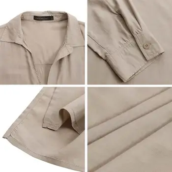 Mode Asymmetriske Toppe til Kvinder V Hals Bluse ZANZEA 2021 Afslappet langærmet Shirts Kvindelige Knappen Blusas Plus Size Chemise 5XL