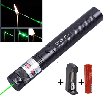 Grøn laser syn opladning laser 303 indikator 5mw 532nm high-power udstyr brændende laser pen ultra-lang rækkevidde laser