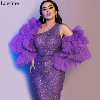 High Fashion Mellemøsten Glitter Prom Dress 2020 Lang Havfrue Muslimske Ene Skulder Kjole Til Aften I Ankel Længde Fest Kjole