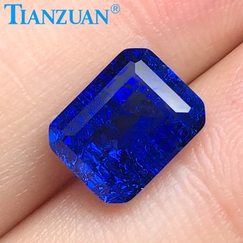 Rektangel form emeral d skære blå farve lab oprettet safir løs sten