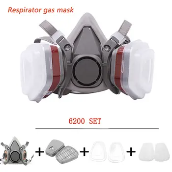 6200 Respirator Gas Mask Full Face-Maske Selvansugende Filter Type Stort Synsfelt, Kan Være Forbundet Dåse Gas Mask