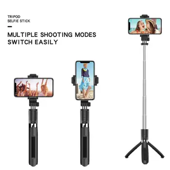 Trådløs Bluetooth-Selfie Stick Sammenklappelig Mini Stativ Udvides Monopod med Fjernbetjening til Action Kamera iPhone IOS Android