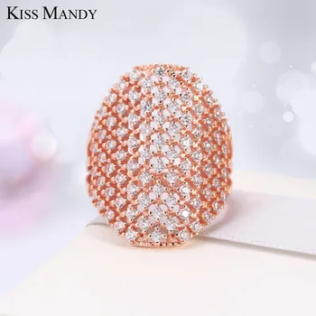 KYS MANDY Fashion Party Ringe til Kvinder med 82 Stykker Klare Cubic Zirconia Rosa Guld Farve Finger Ring LR92