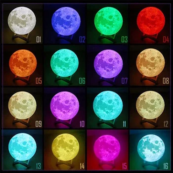 Romantisk 3D USB-LED ' Magical Moon Light Moon Lamp 16 Farve Skiftende Fjernbetjening Night Light Touch Sensor