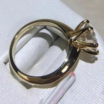 Klassisk 14K Gul Guld 6 kløer Trendy Moissanite Ring VVS1 Runde Cut 1ct 2ct 3ct Engagement Ring Jubilæum