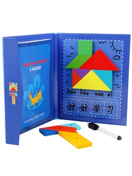 Magnetic 3D Puslespil af Tangram Spillet Montessori Læring Pædagogiske tegnebrættet Spil Toy Gave til Børn, Børne Hjernen Pirring