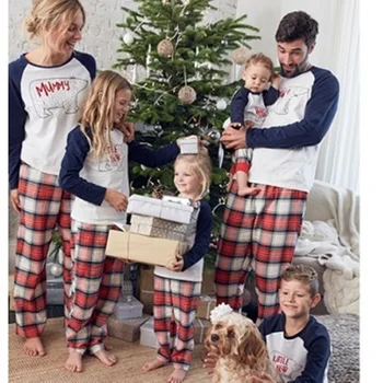 2020 Jul Familie Pyjamas Sæt Tøj Plaid Familie Matchende Tøj Xmas Voksne Børn Pyjamas sæt Baby Sparkedragt Nattøj