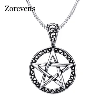 ZORCVENS 2020 Vintage Smykker Pentagram Pentacle Hedenske Wicca Heksen Gotiske Tin Halskæde til Mænd, Kvinde