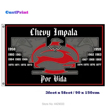 Chevy Impala Flag 3Ft x 5Ft Polyester Flag w/ 2 Nikkel Tyller Dobbelt Syet Banner