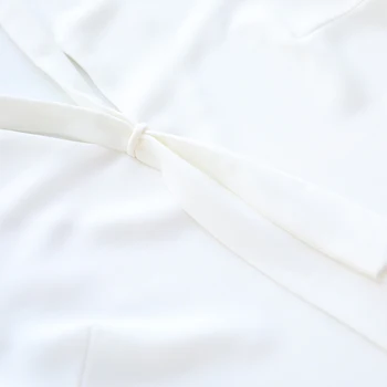 QoerliN OL Style Bøje Nakken Bluse Toppe Foråret Bluse Kvinder Hvid Chiffon Skjorte Kontor V-hals Skjorte langærmet Skjorte Plus Størrelse