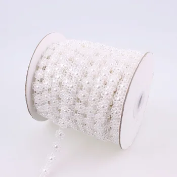 25m/masse 9mm Blonder Blomst Fladskærms Tilbage Plastik Perler Kæde Forbindelse Perler for DIY Bryllup Part Jul Dekoration VX22