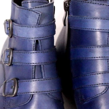 Luksus mode håndlavet highstreet retro jakker læder støvler firkantet tå koskind læder korte støvle til mænd chelsea støvler