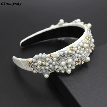 2020 mode beaded hovedbøjle pearl hovedbøjle tilbehør bryllup medaljon Luksus krystaller Og Perler, Hårbånd, Rhinestone 856