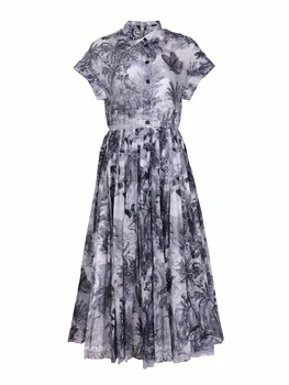 Store, tunge håndværk, metal bælte, 3D-print, damer, plisseret kjole 2020New tøj til kvinder, sommer, big swing, kjole