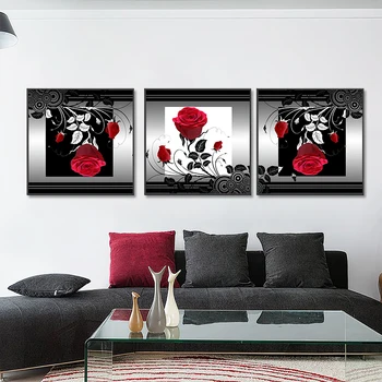 Sort og Hvid Rød Rose Plakater og Prints Minimalistisk Lærred Maleri Nordiske væg Væg Kunst Billede eller Stue Home Decor