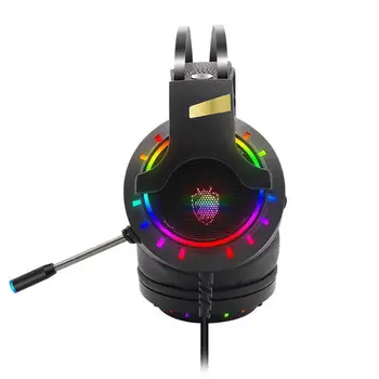 Gaming Headset Gamer 7.1 Surround Sound USB-Kablet RGB Lys Spil Hovedtelefoner Med Mikrofon Til Tablet PC, Xbox, En PS4 Hovedtelefoner