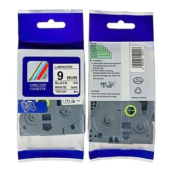 Gratis forsendelse 6stk Kompatibel Brother 9mm tze 221 tz-221 Tze221 tze-221 Tape Label Printer Kaffefaciliteter Tape