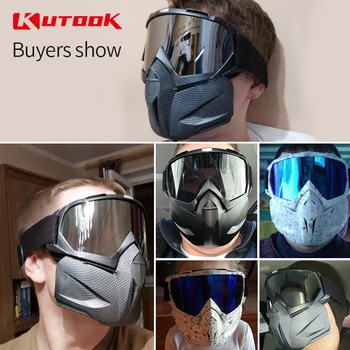KUTOOK Snescooter Maske Ski Briller UV-Beskyttelse Snowboard Goggles Vindtæt Vinter ansigtsmaske Mænd Kvinder Sne Sport Briller